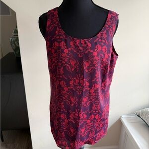 CAbi Red and Black Floral Blouse
